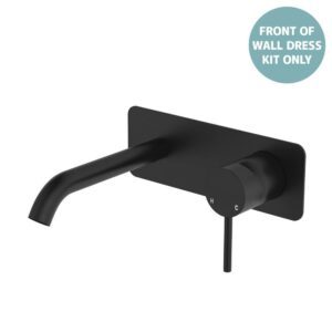 Kaya Basin/Bath Wall Mixer Rectangular Plate 160mm Outlet Matte Black Trim Kit ONLY