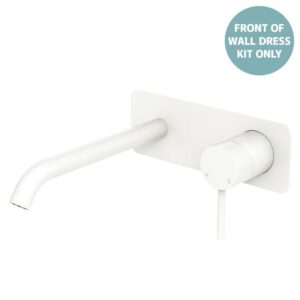 Kaya Basin/Bath Wall Mixer Rectangular Plate 200mm Outlet Matte White Trim Kit ONLY