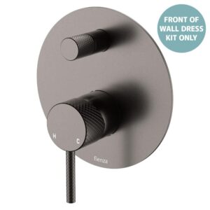 Axle Shower Diverter Mixer Large Round Plate Gun Metal Trim Kit ONLY LF