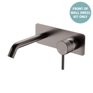 Axle Wall Basin/Bath Mixer Rectangular Plate 160mm Outlet Gun Metal Trim Kit ONLY