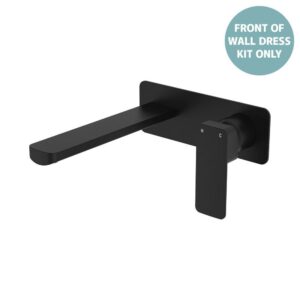 Tono Wall Basin/Bath Mixer Rectangular Plate 200mm Outlet Matte Black Trim Kit ONLY LF