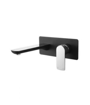 Ascent Wall Basin Mixer & Spout On Plate Matte Black/Chrome