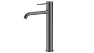 Otus Slimline Basin Mixer Highrise Curved Outlet Gun Metal