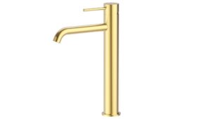 Otus Slimline Basin Mixer Highrise Curved Outlet Brushed Gold