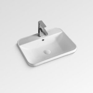 New York Rect Semi Inset Basin 500x400x160mm OF 1TH White