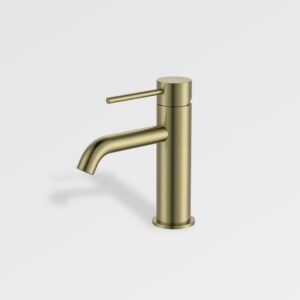 New York Curved Spout Basin Mixer Brushed Gold LF