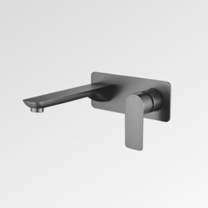Marlo Wall Bath Mixer with Slim Back Plate 200mm Gun Metal