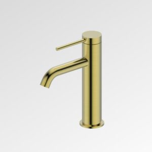 Kova Basin Mixer Curved Spout Brushed Gold LF