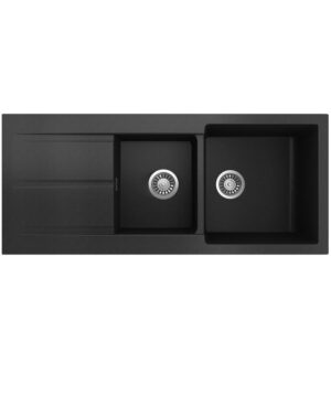 Oros 1160 Arqstone Sink 1.75 Bowl 1160x500mm 0TH OF Drainer Black