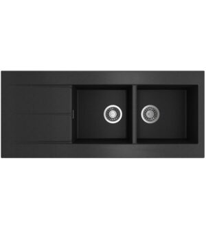 Oros 1162 Arqstone Sink Double Bowl 1160x500mm 0TH OF Black