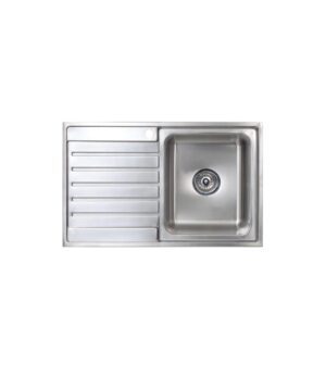 Kubic 100 Sink 800x500mm 1TH LH Drainer Silk S/S