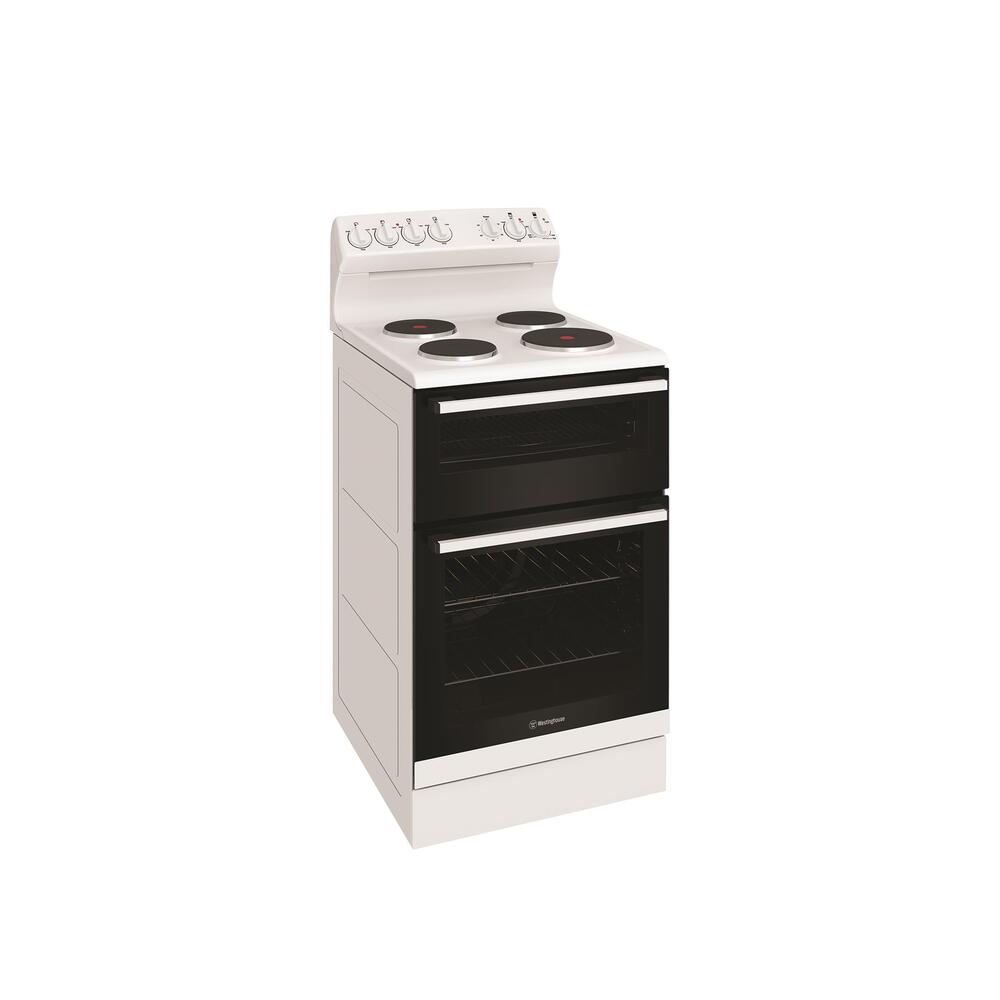 Electric Upright Cooker 54cm Seperate Grill 4 Solid Hotplates White - Image 2