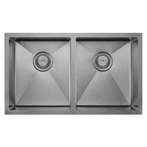 Hana ANTI SCRATCH 27/27L Double Kitchen Sink Gun Metal 760 x 450 x 200