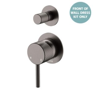Axle Shower Diverter Mixer Small Round Plates Gun Metal Trim Kit ONLY LF