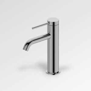Kova Basin Mixer Curved Spout Brushed Stainless Steel LF
