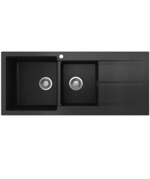 Oros 1160 Arqstone Sink 1.75 Bowl 1160x500mm 1TH OF RH Drainer Black