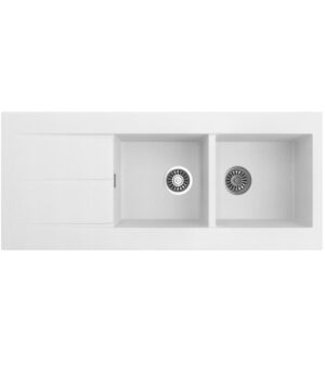 Oros 1162 Arqstone Sink Double Bowl 1160x500mm 0TH OF White
