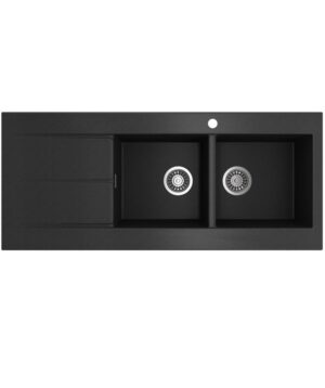 Oros 1162 Arqstone Sink Double Bowl 1160x500mm 1TH OF LH Drainer Black