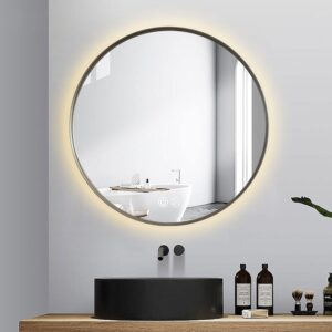 Element Round LED Mirror 800x800x35mm Brushed Nickel