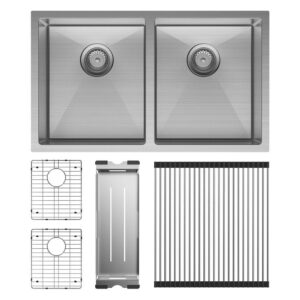 Hana 27/27L Double Kitchen Sink S/S + Kit 760 x 450 x 200