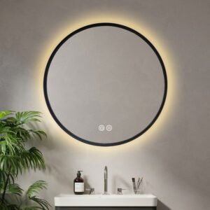 Element Round LED Mirror 800x800x35mm Gun Metal