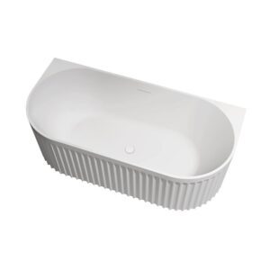 Aireys FLUTED Oval Back To Wall Bath White 1500mm